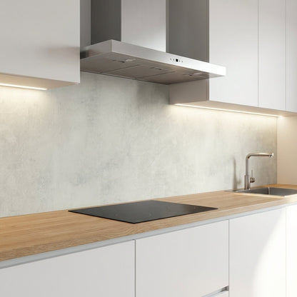 Küche mit fugenloser Küchenrückwand im Dekor Beton hell von Motion Walls