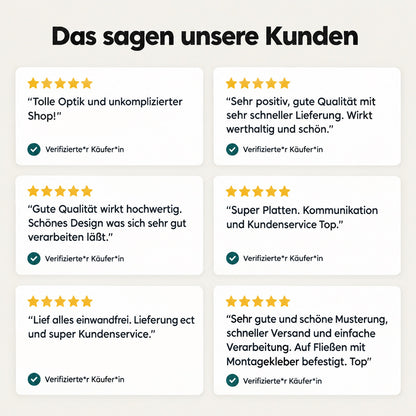 Fünf-Sterne-Bewertungen verifizierter Käufer zu den Duschrückwänden von Motion Walls
