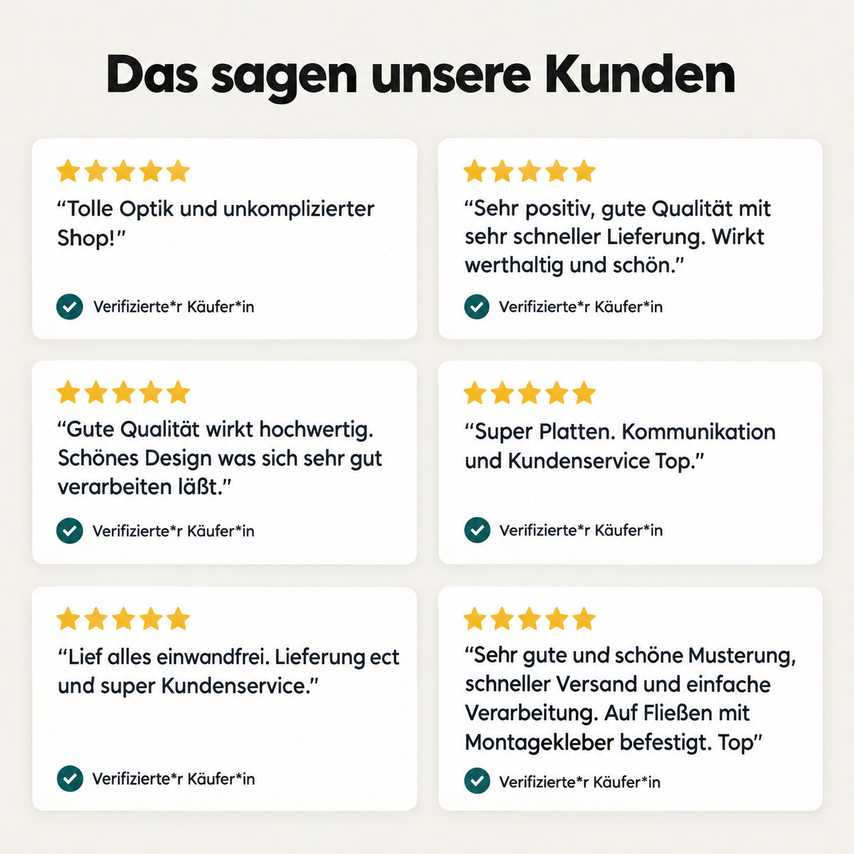 Fünf-Sterne-Bewertungen verifizierter Käufer zu den Küchenrückwänden von Motion Walls
